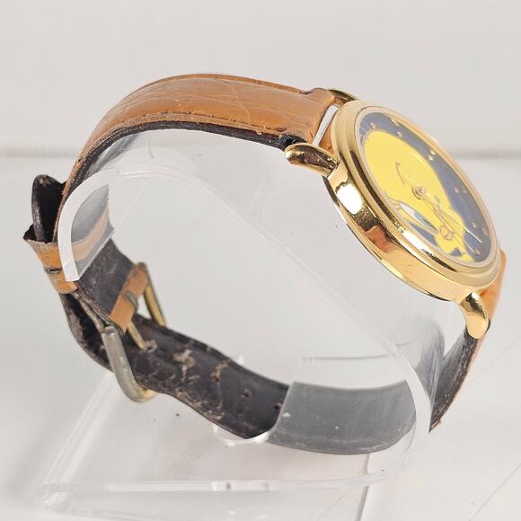 1994 Armitron Tweety Bird Watch Quartz Analog 33.9mm Face Brown Leather Strap - Picture 6 of 16